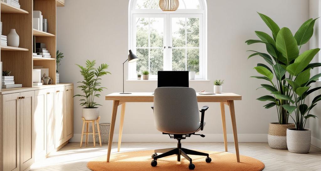 Bureau bois sur mesure intégré dans une alcôve sous fenêtre, appartement chic à Aix-les-Bains