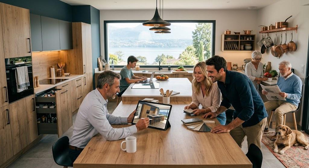 Cuisine équipée moderne sur mesure réalisée en Savoie par un cuisiniste