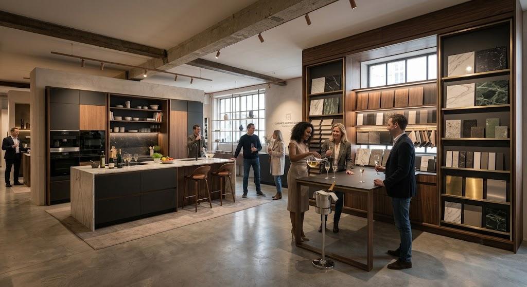 Cuisine de luxe sur mesure réalisée en Savoie avec matériaux premium