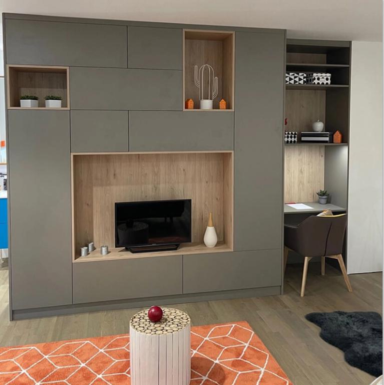 meube tv biblioth_que suspendues en bois