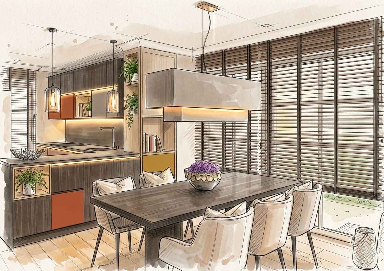 store bois dans une cuisine salon ouvert aixlesbains