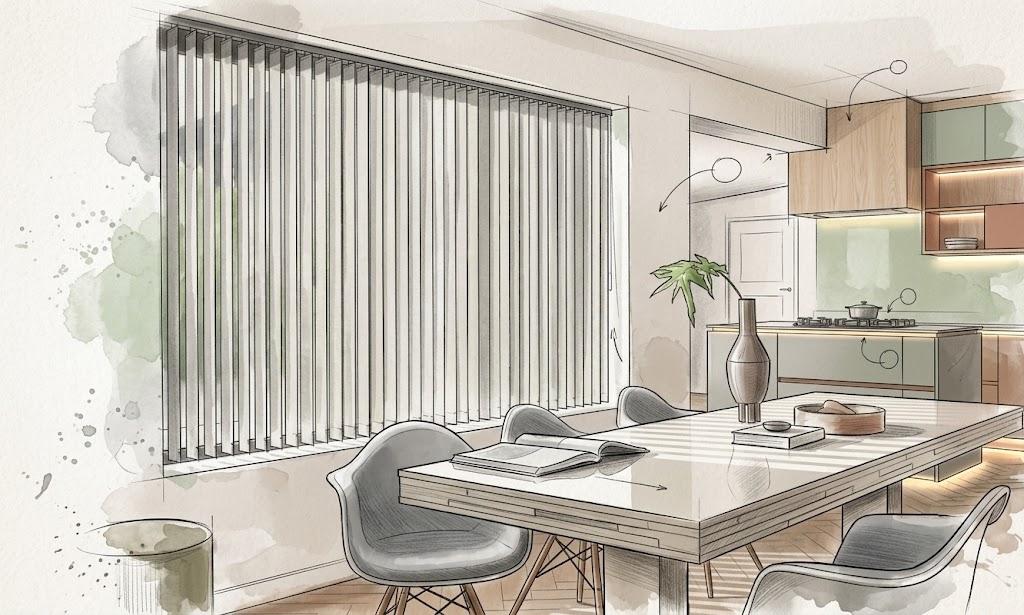 Store californien Luxaflex filtre lumière dans une salle à manger – Art Intérieur Aix-les-Bains